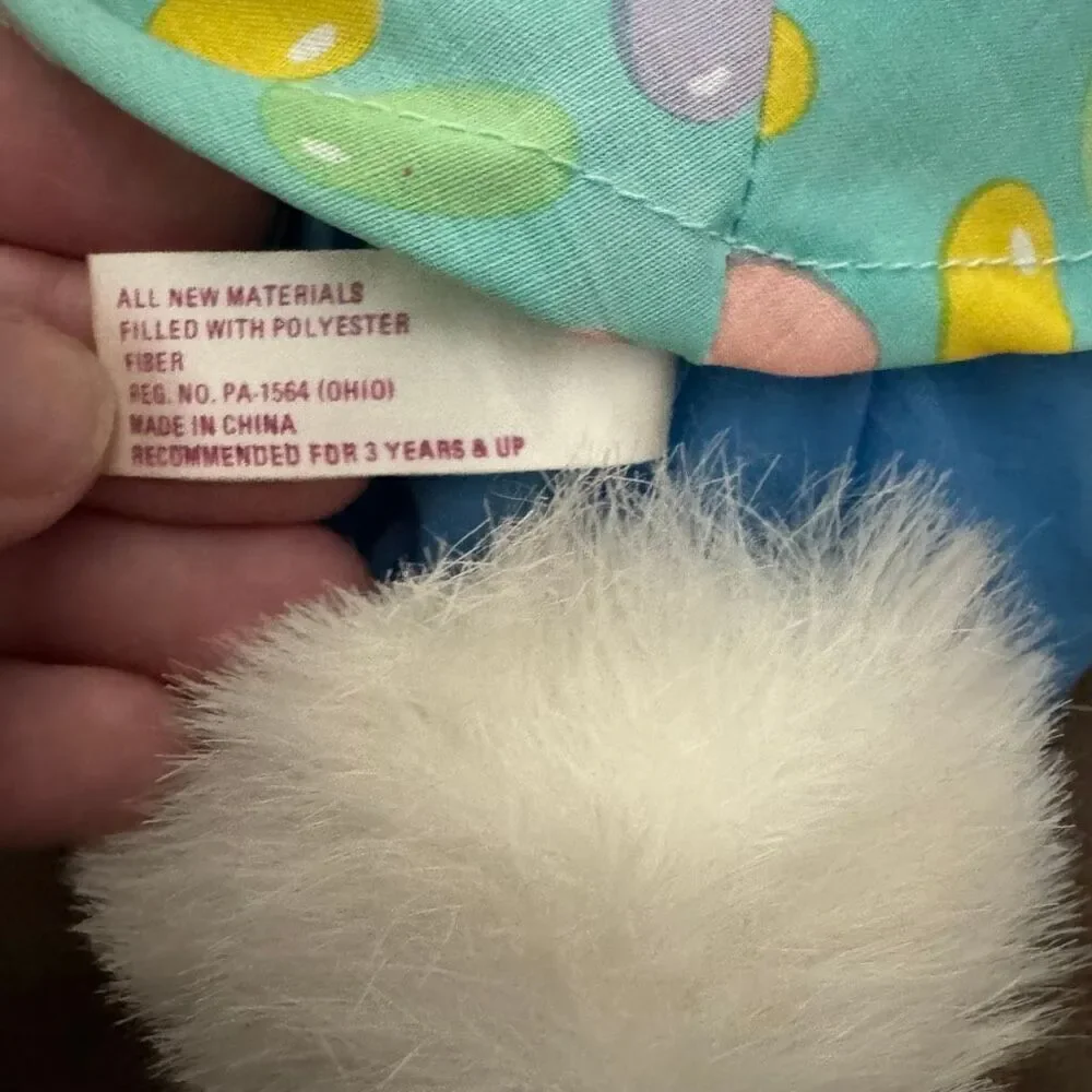 Blue Rabbit Easter Bunny Plush Jellybean Outfit Parachute Nylon Vintage 80s